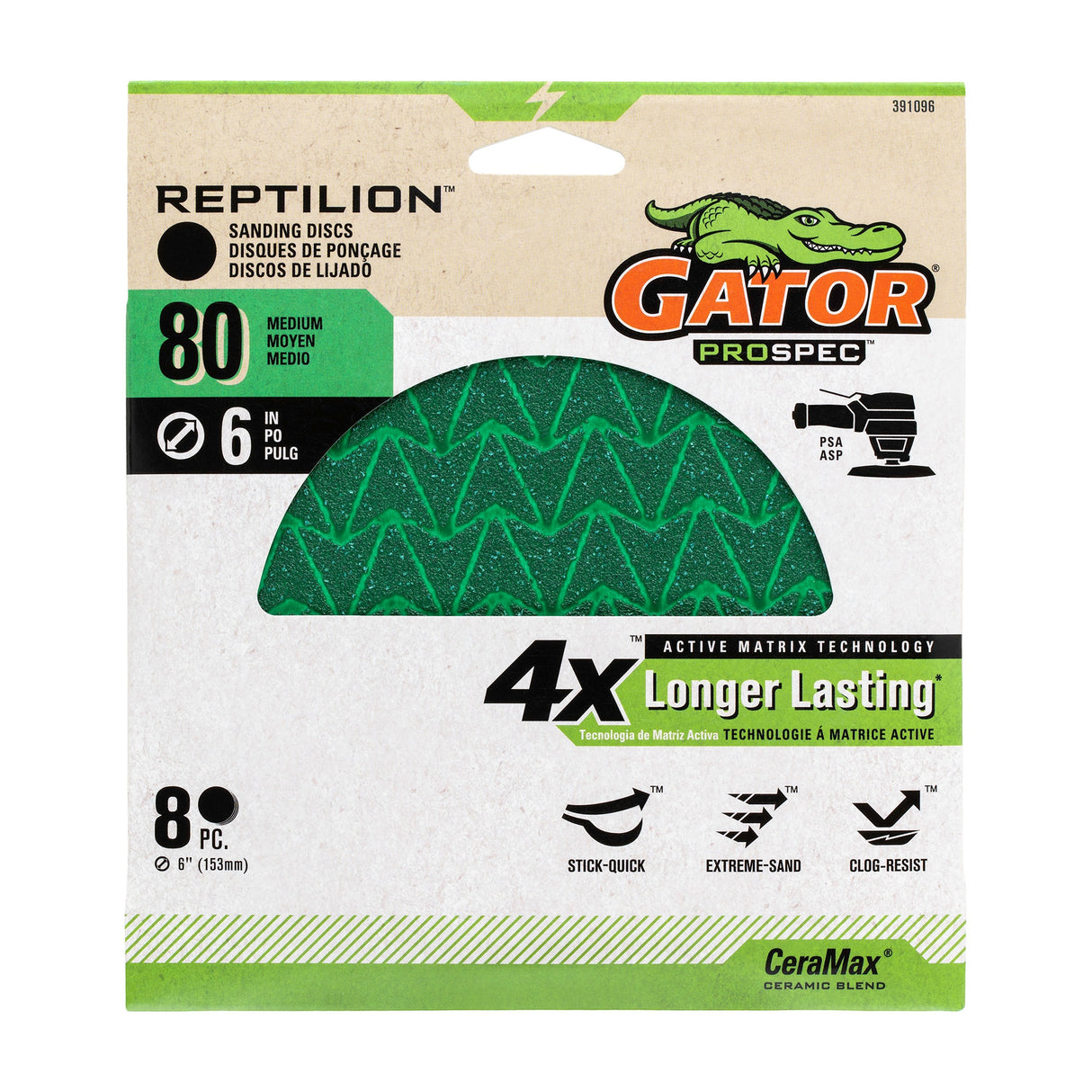 Reptilion 8-Piece Ceramic Alumina 80-Grit Disc Sandpaper GAT-391096