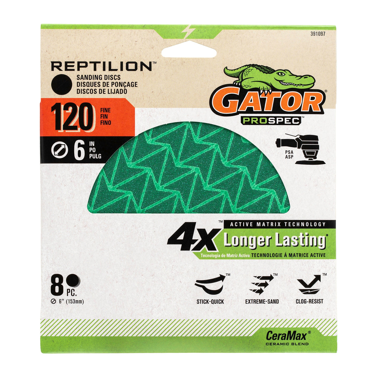 Reptilion 8-Piece Ceramic Alumina 120-Grit Disc Sandpaper GAT-391097