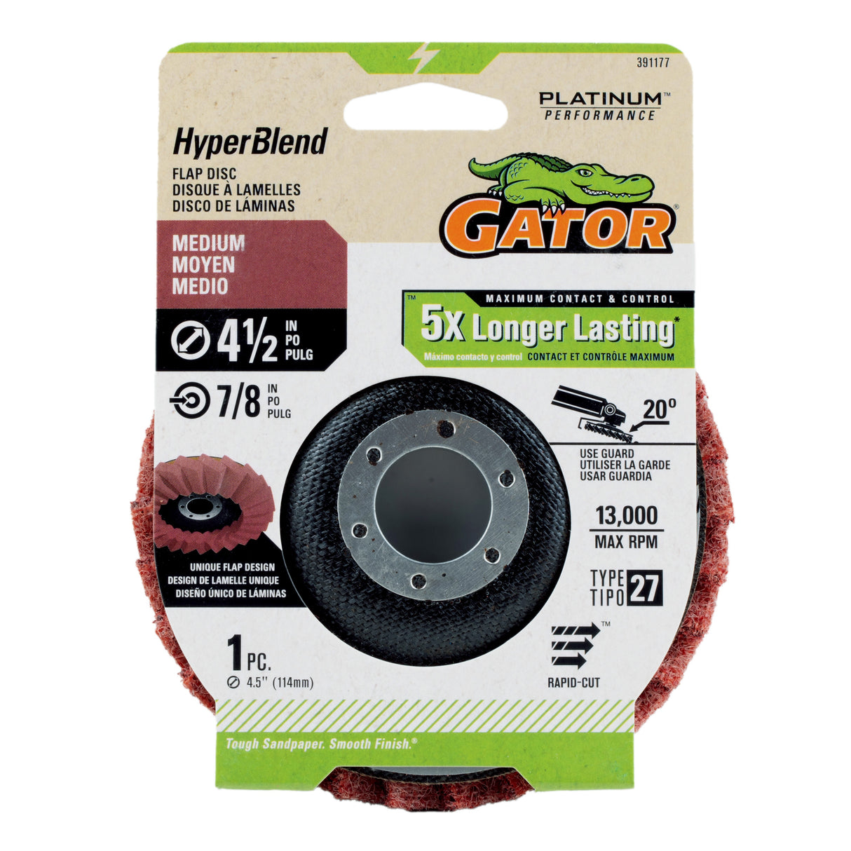 HyperBlend Aluminum Oxide 80-Grit Disc Sandpaper 391177