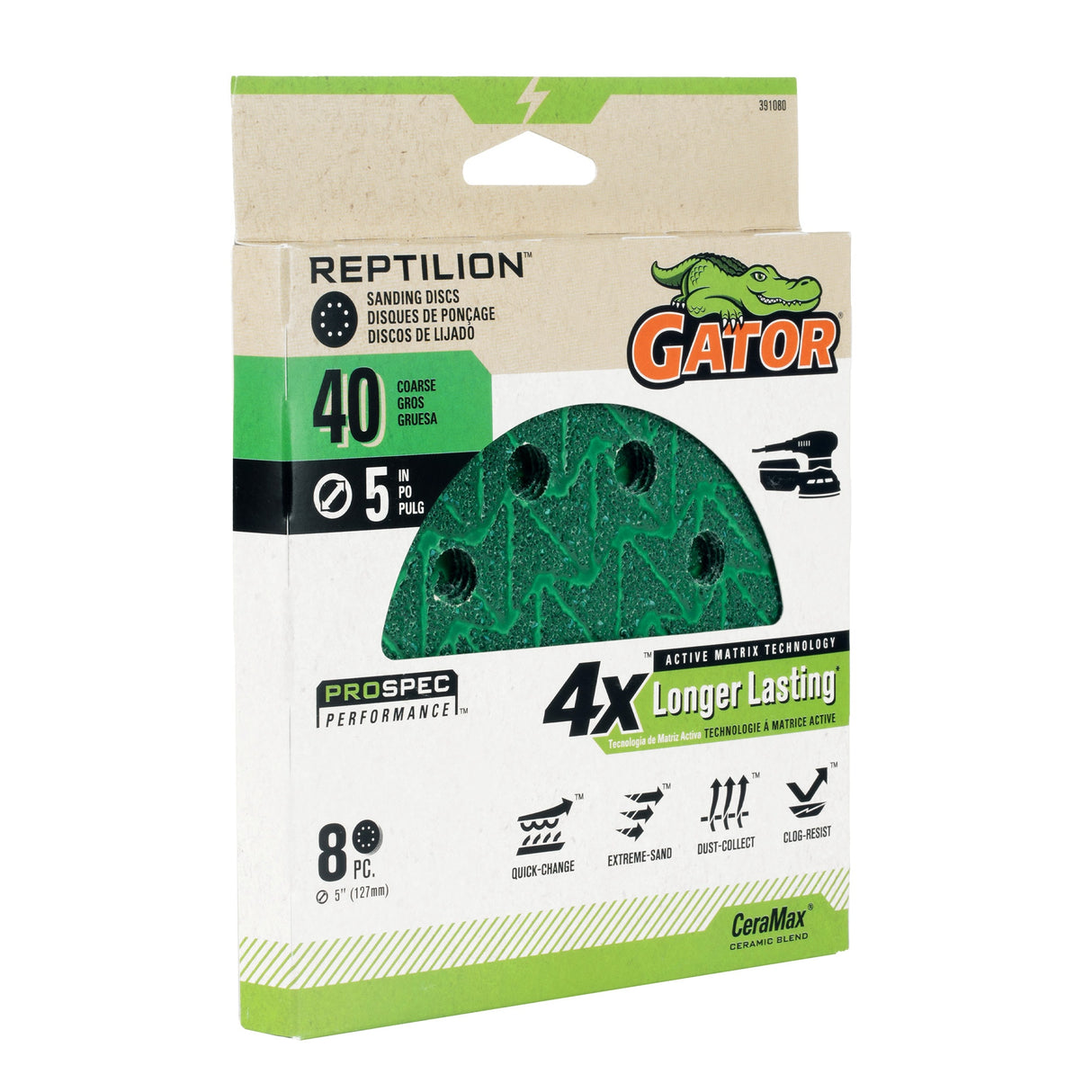 Reptilion 8-Piece Ceramic Alumina 40-Grit Disc Sandpaper GAT-391080