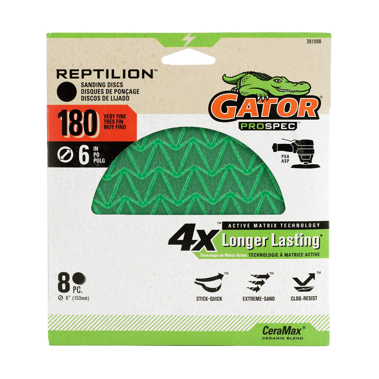 Reptilion 8-Piece Ceramic Alumina 180-Grit Disc Sandpaper GAT-391098