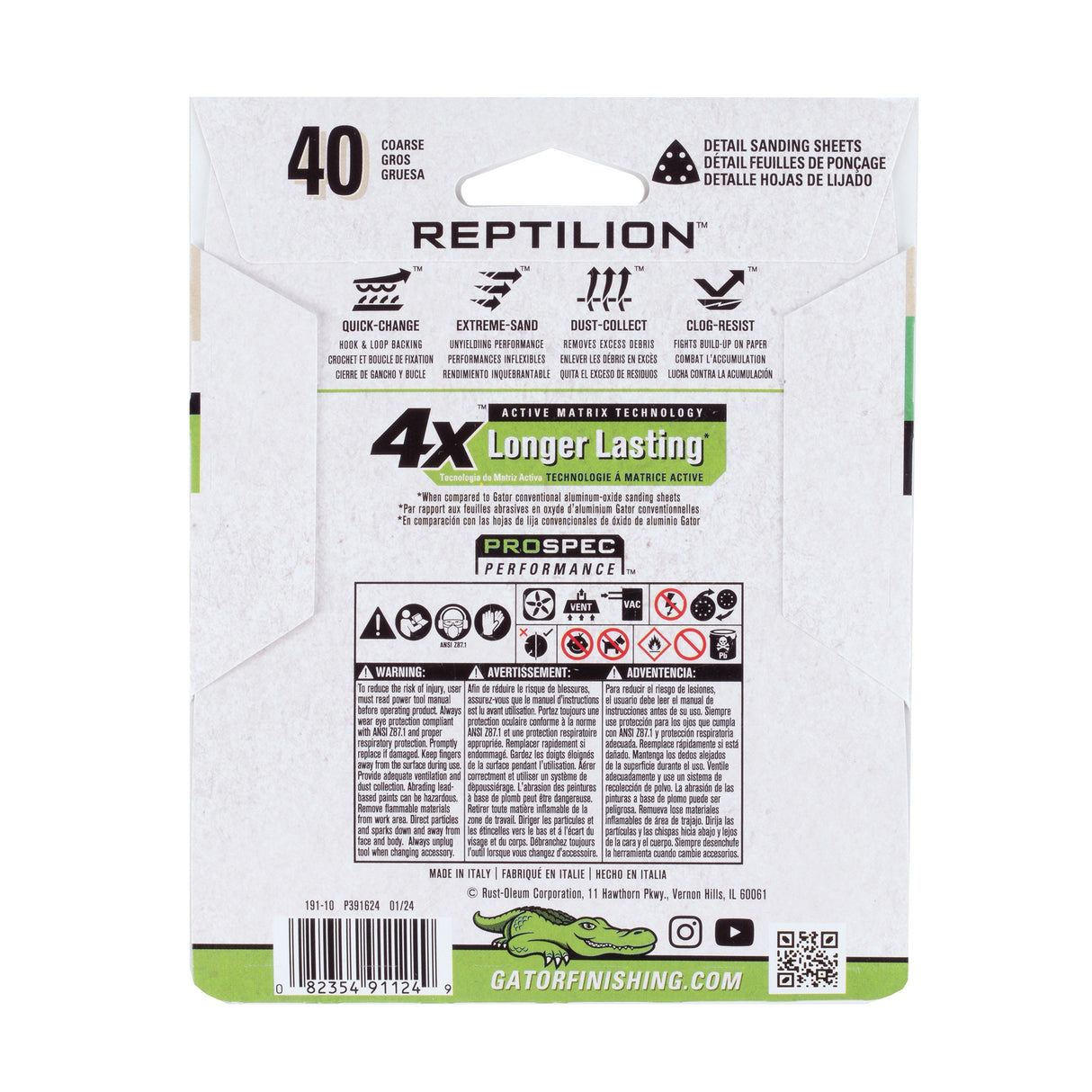 Reptilion 8-Piece Ceramic Alumina 40-Grit Detail Sandpaper GAT-391124