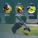 Universal Fit Blade String Trimmer Head Upgrade Kit - Increases Run Time, Easy Reload, Converts to Mower KUGGL01