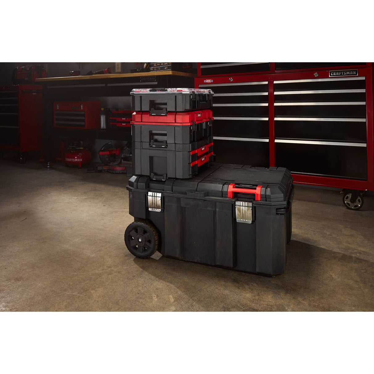 VERSASTACK 30.4-in W x 15.4-in H x 22-in D Black Polypropylene Rolling Tool Box CMST17870