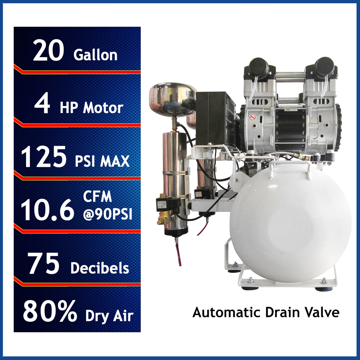 20-Gallon Electric 130 PSI Horizontal Air Compressor 20040DCAD