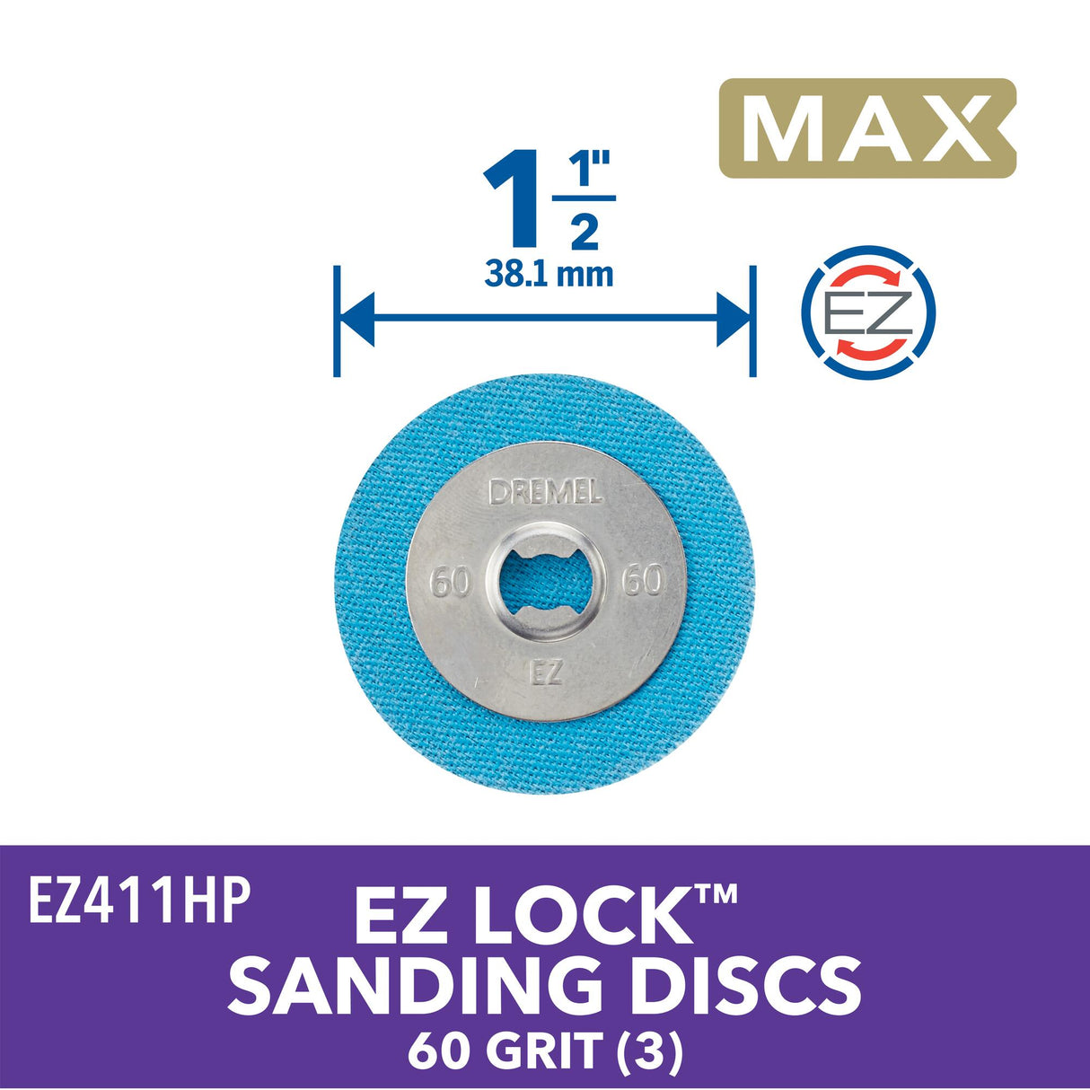 60-Grit 3-Piece Aluminum Oxide 1-1/2-in Sanding Disc Accessory Kit EZ411HP