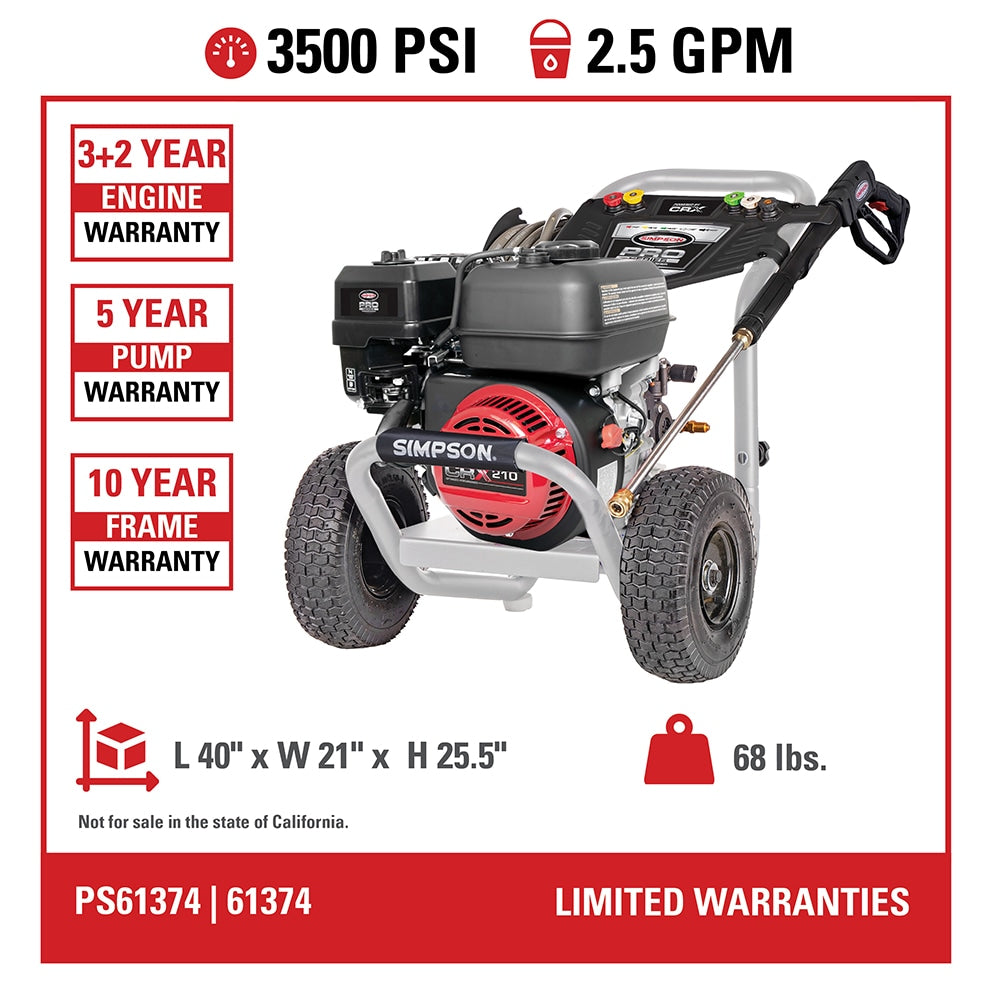 Powershot 3500 PSI 2.5-GPM Cold Water Gas Pressure Washer with 5 Spray Tips PS61374