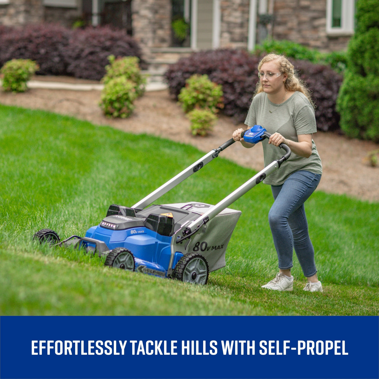 80-volt 25-in Cordless Self-propelled Lawn Mower 4 Ah (2-Batteries and Charger Included) KMP 42580D-06