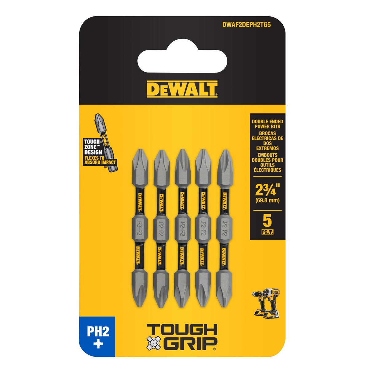 TOUGH GRIP 2-in #2 Phillips Screwdriver Bit (5-Piece) DWAF2DEPH2TG5