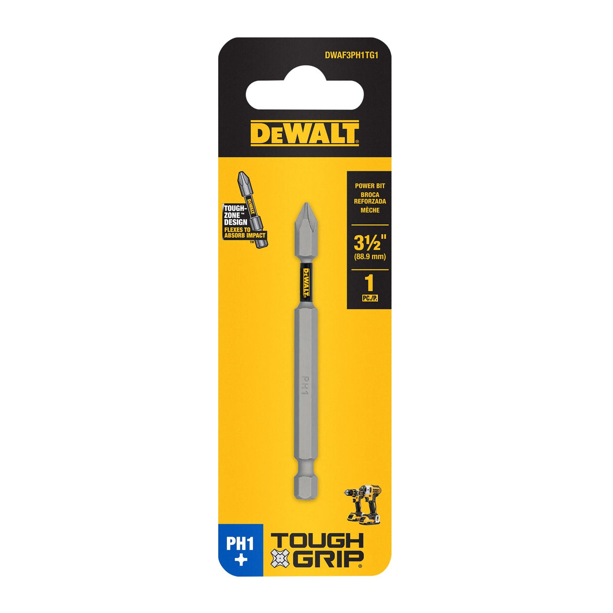 TOUGH GRIP 3-1/2-in #1 Phillips Screwdriver Bit DWAF3PH1TG1