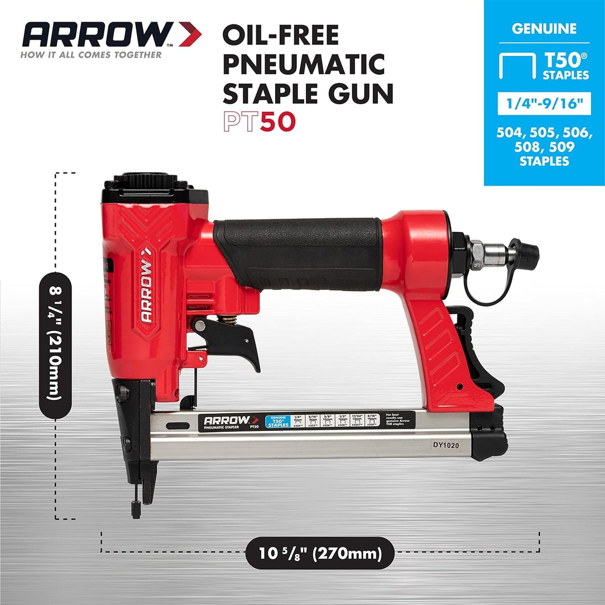 Pt50 18-Gauge 3/8-in Medium Crown Finish Pneumatic Stapler PT50