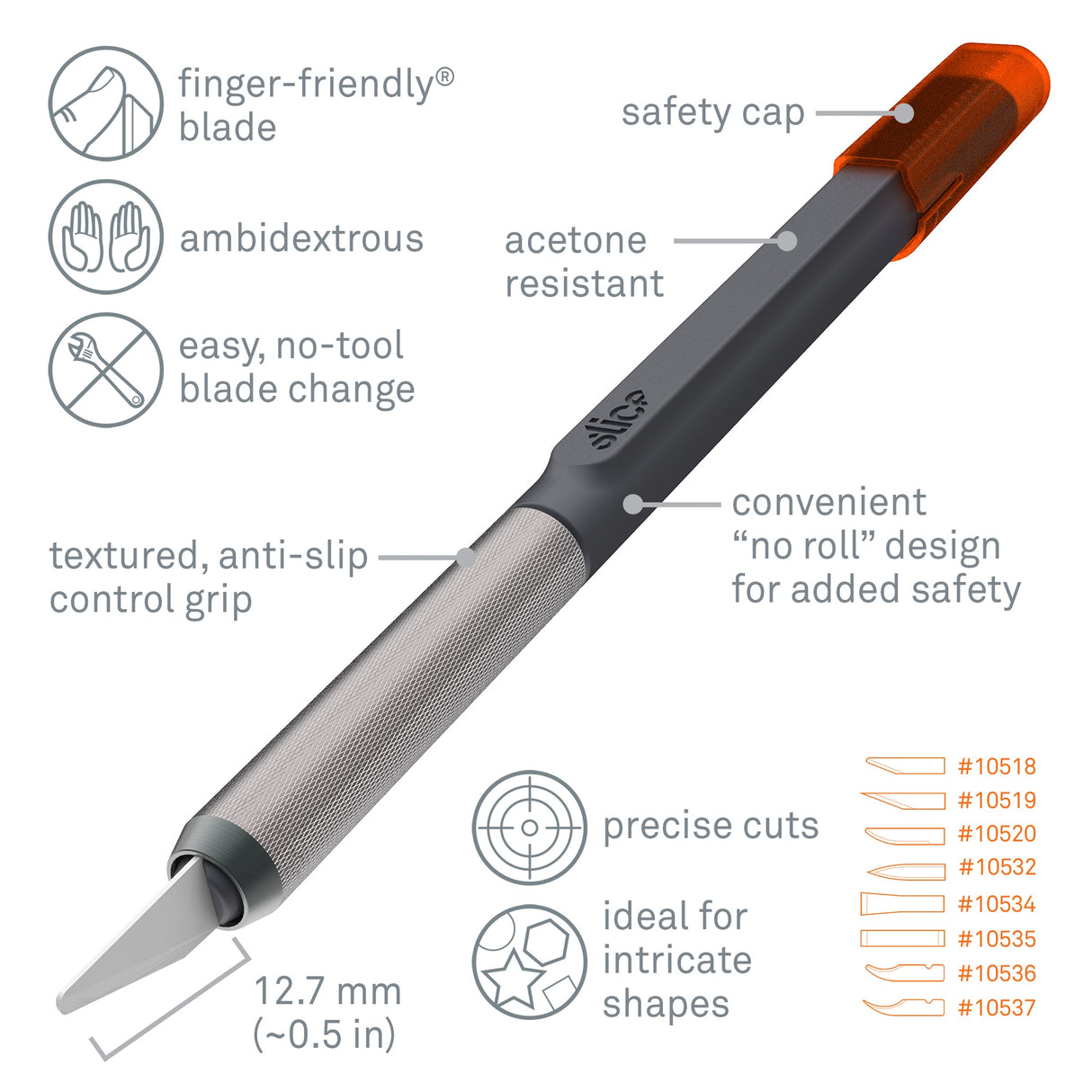 Finger-friendly Utility Knife 0.59-in 1-Blade Straight Handle Utility Knife 10548