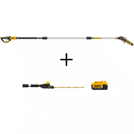 20V MAX 8 In. Cordless Battery Powered Pole Saw with Pole Hedge Trimmer Head & (1) 4.0 Ah Battery