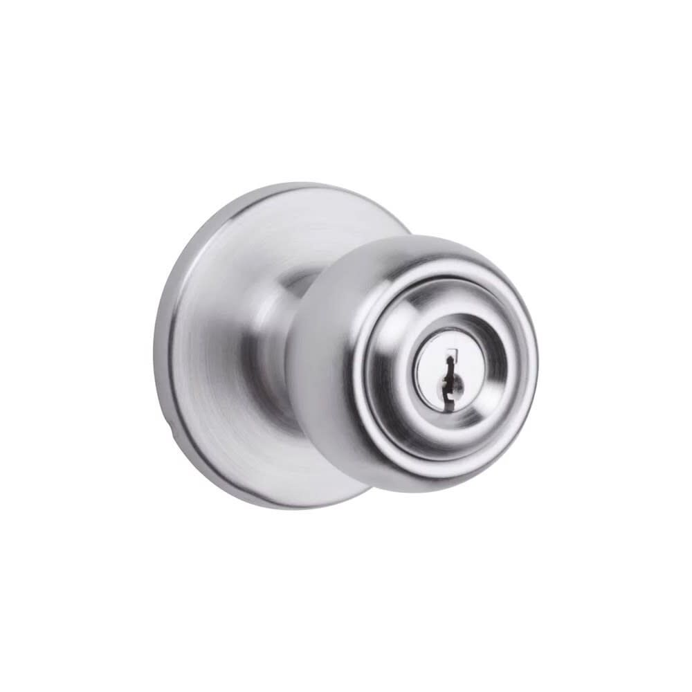 Satin Chrome Security Keyed Entry Exterior Polo Lockset Knob 94002-832