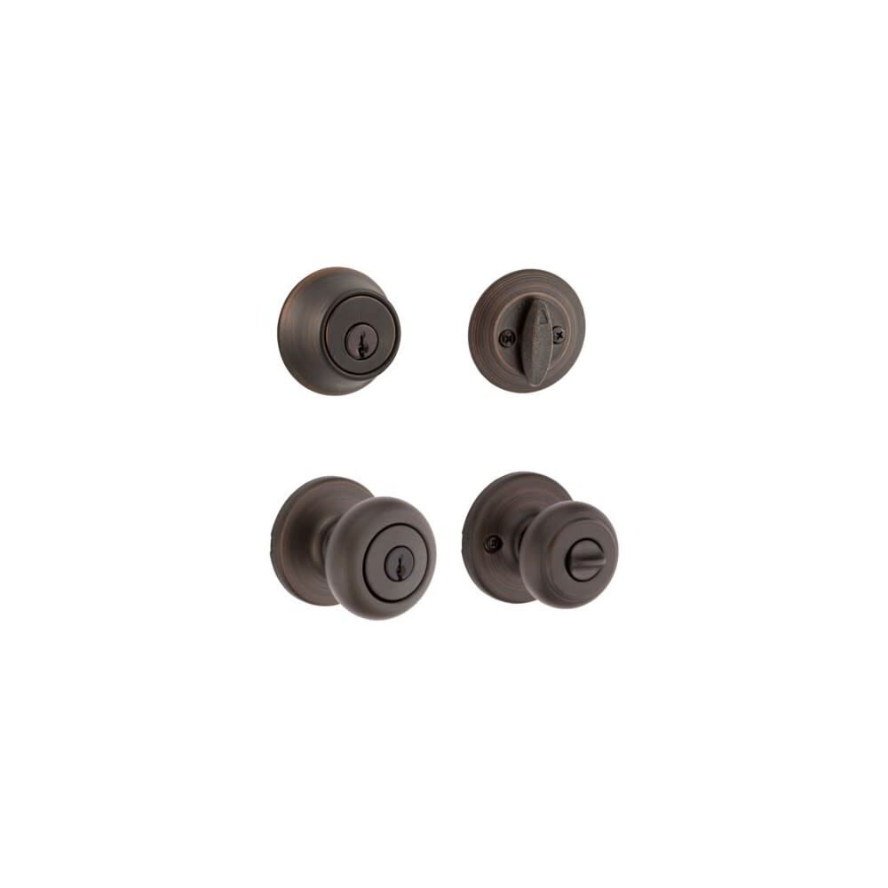 Venetian Bronze Cove Door Knob & Single Cylinder Deadbolt Set 96900-332