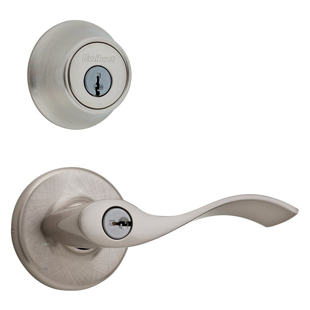 Satin Nickel Balboa Door Lever & Single Cylinder Deadbolt Set 96900-353