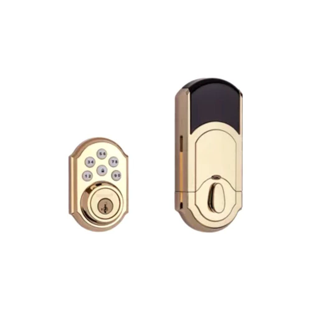 Polished Brass Keyless Entry Electronic Single Cylinder Deadbolt 99090-017