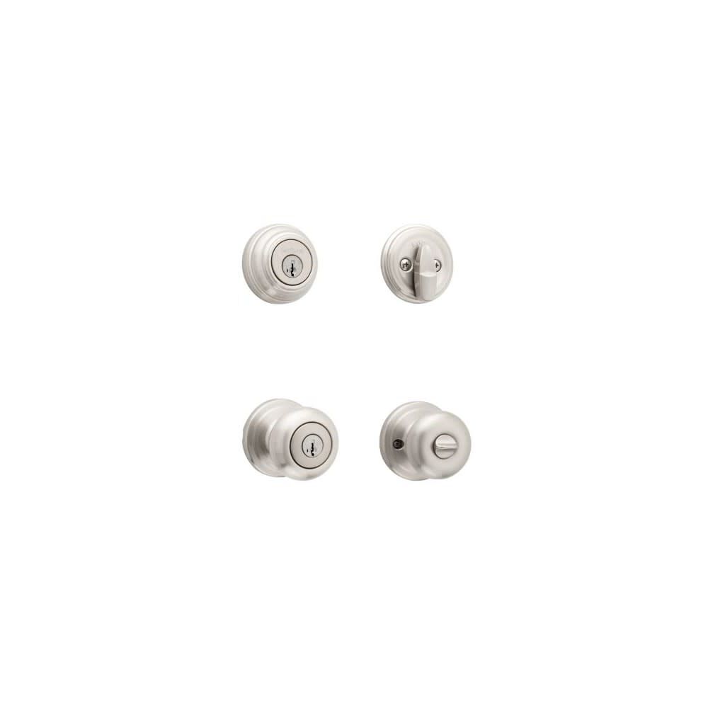 Satin Nickel Juno Door Knob & Single Cylinder Deadbolt Set 99910-034