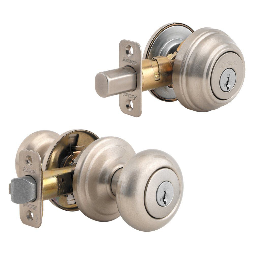 Satin Nickel Juno Door Knob & Single Cylinder Deadbolt Set 99910-034