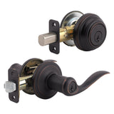 Venetian Bronze Tustin Door Lever & Single Cylinder Deadbolt Set 99910-041