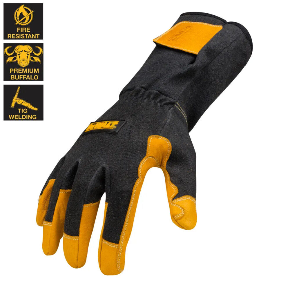 Welding Gloves 2X Black/Yellow Premium Leather TIG DXMF030512XL