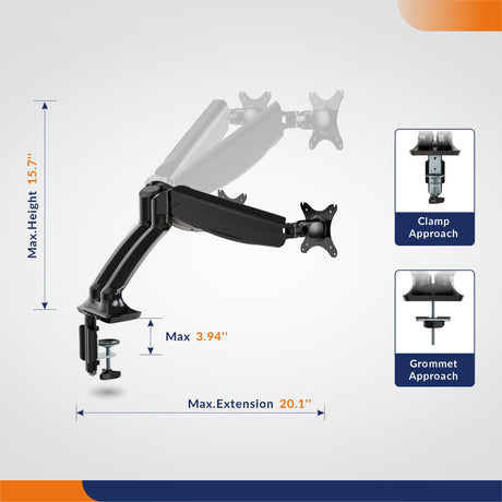 Dual Monitor Stand WMA5D Support Max 27 Inch, 3.3 11 Lbs Screen