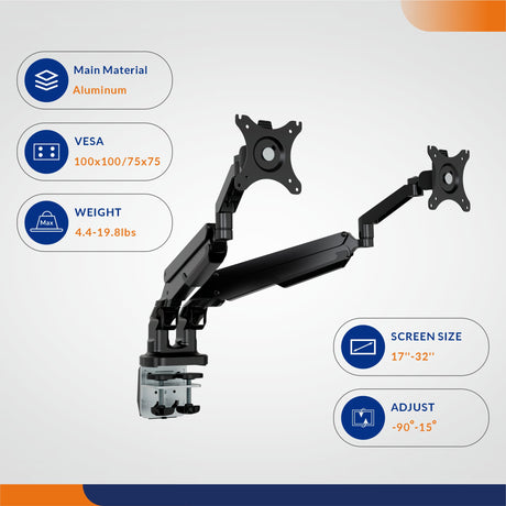 Dual Monitor Stand WMA8D Support Max 32 Inch, 4.4 19.8 Lbs Screen