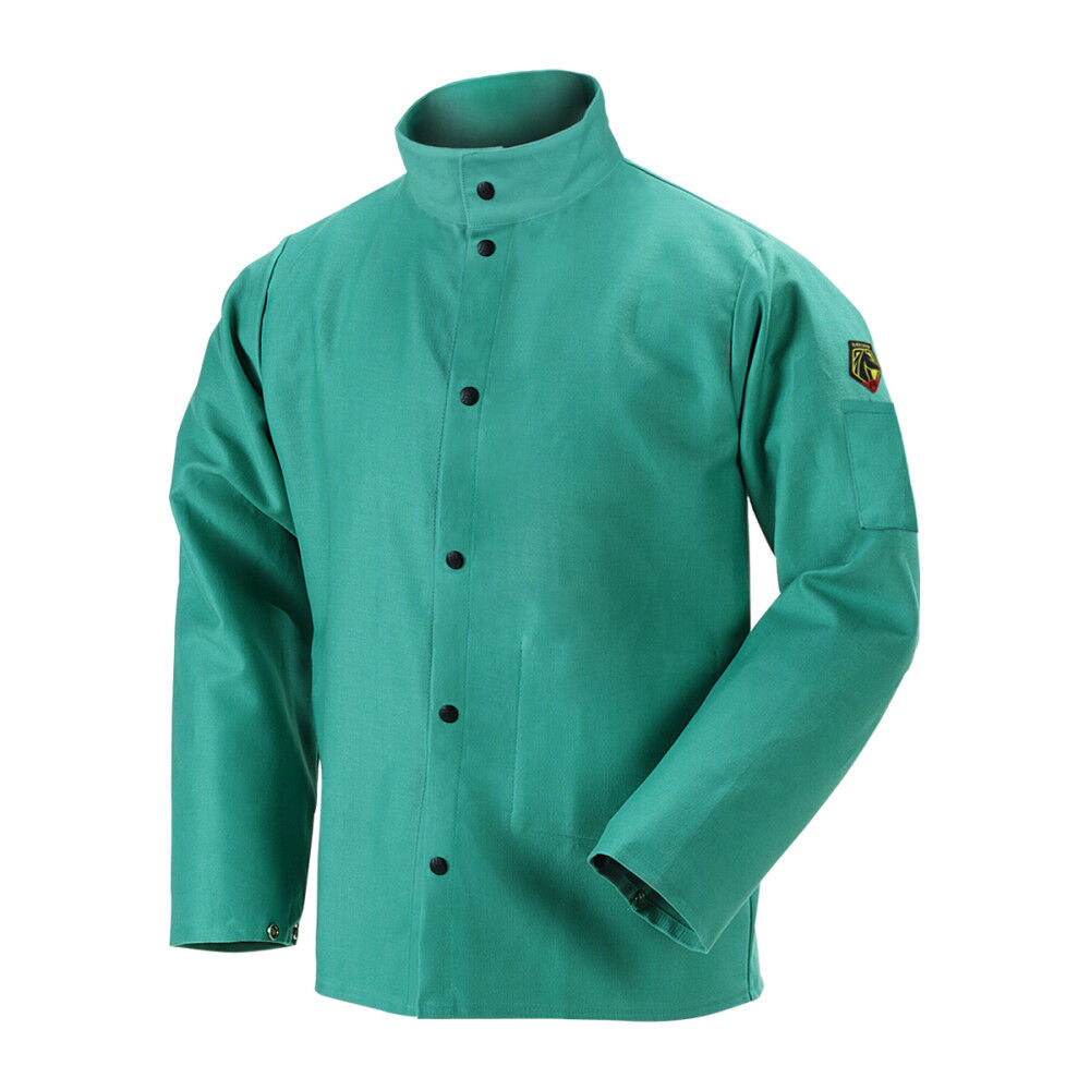 Welding Jacket 12oz Green FR Cotton 4X F2-36C-4XL