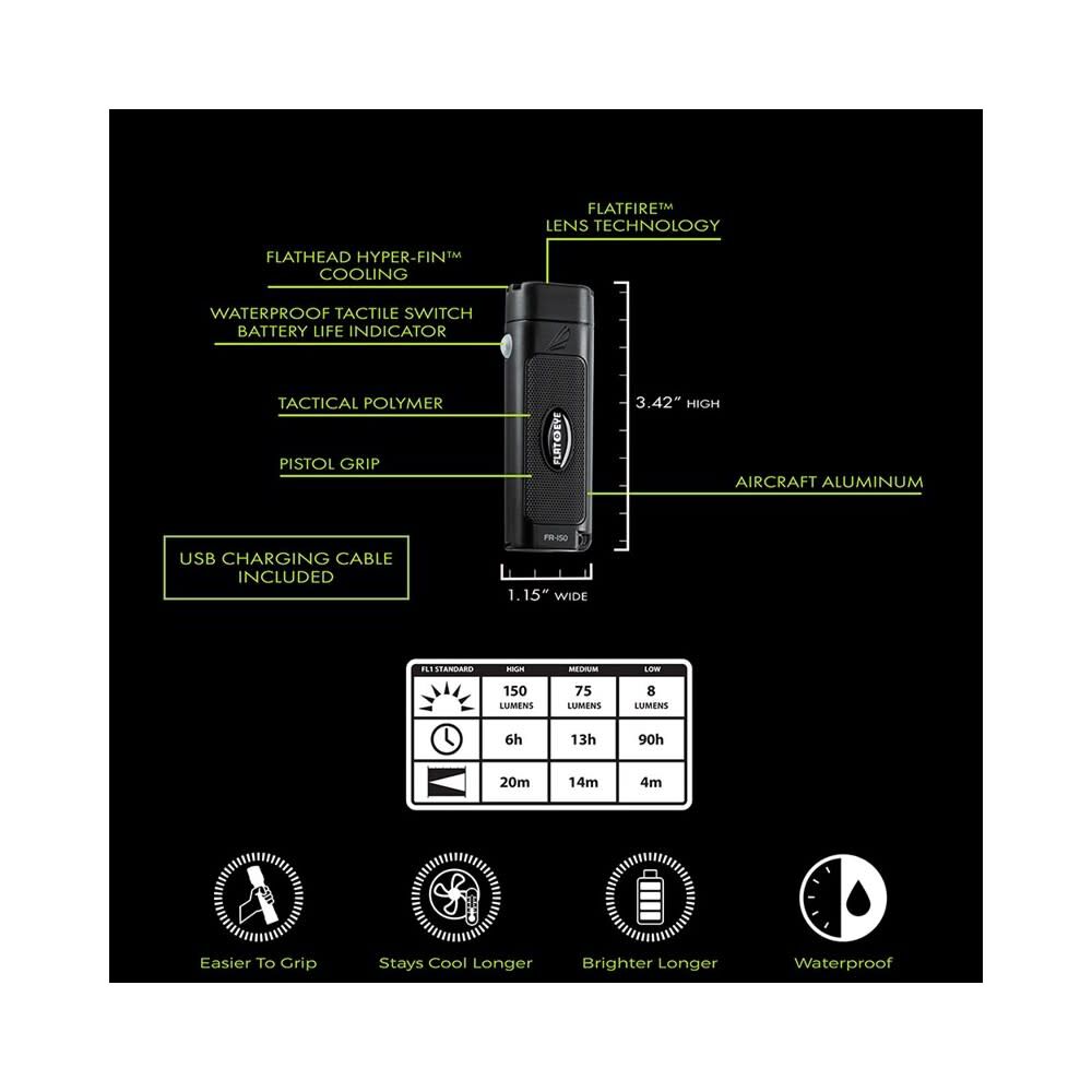 FLATEYE Flashlight 150 Lumens Unround Rechargeable FR-8032