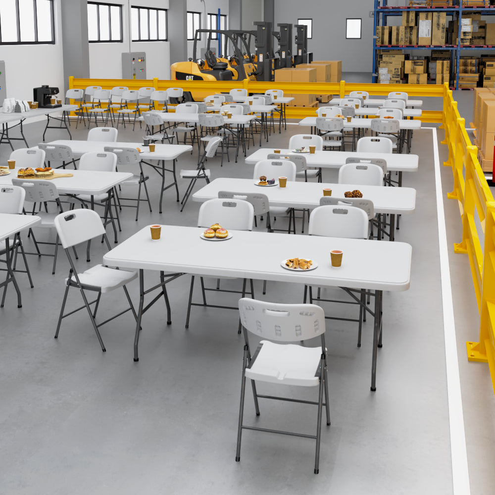 4 Pack White Folding Chairs, Portable Seats with Durable Steel Frame