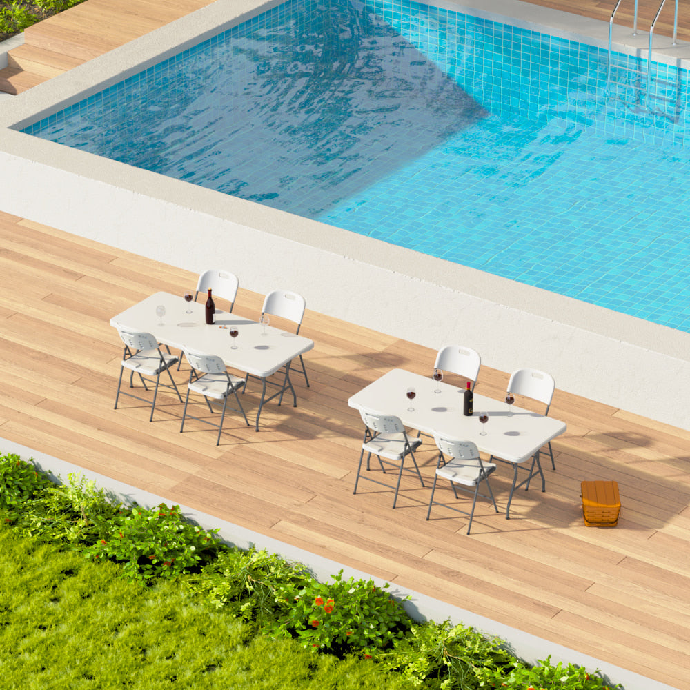 4 Pack White Folding Chairs, Portable Seats with Durable Steel Frame