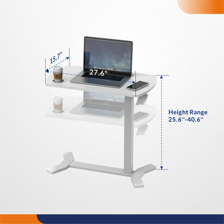 Height Adjustable Mobile Standing Desk with Hidden Casters