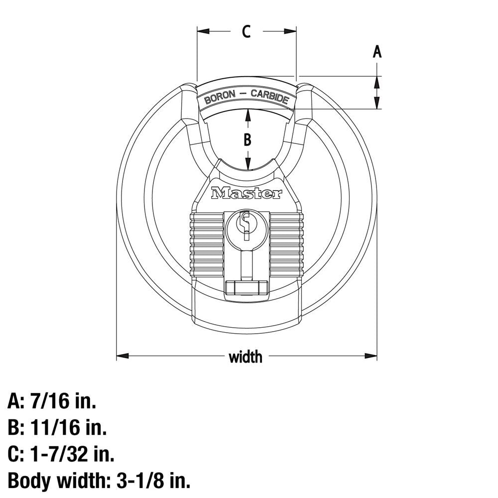 3-1/8 in Width Keyed Different Stainless Steel Discus Padlock M50XKADCCSEN