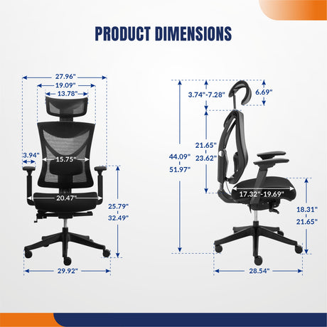 Ergonomic Office Chair with 5 Gears Lumbar Support