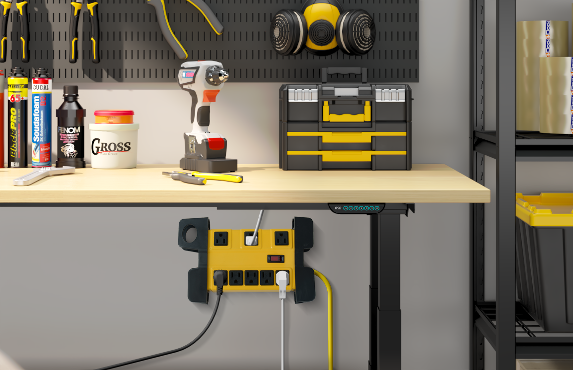 8 Outlet Metal Heavy Duty Power Strip with 6 FT Extension Cord