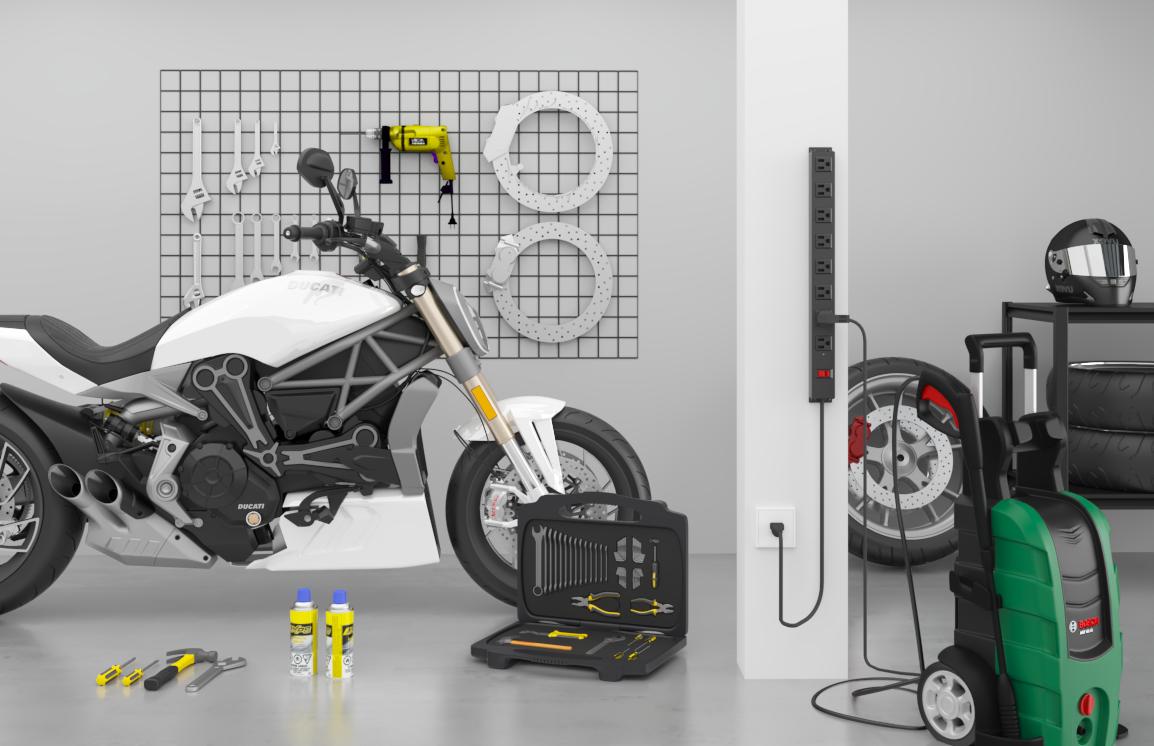 8 Outlet Industrial Heavy Duty Power Strip with 6 FT Extension Cord