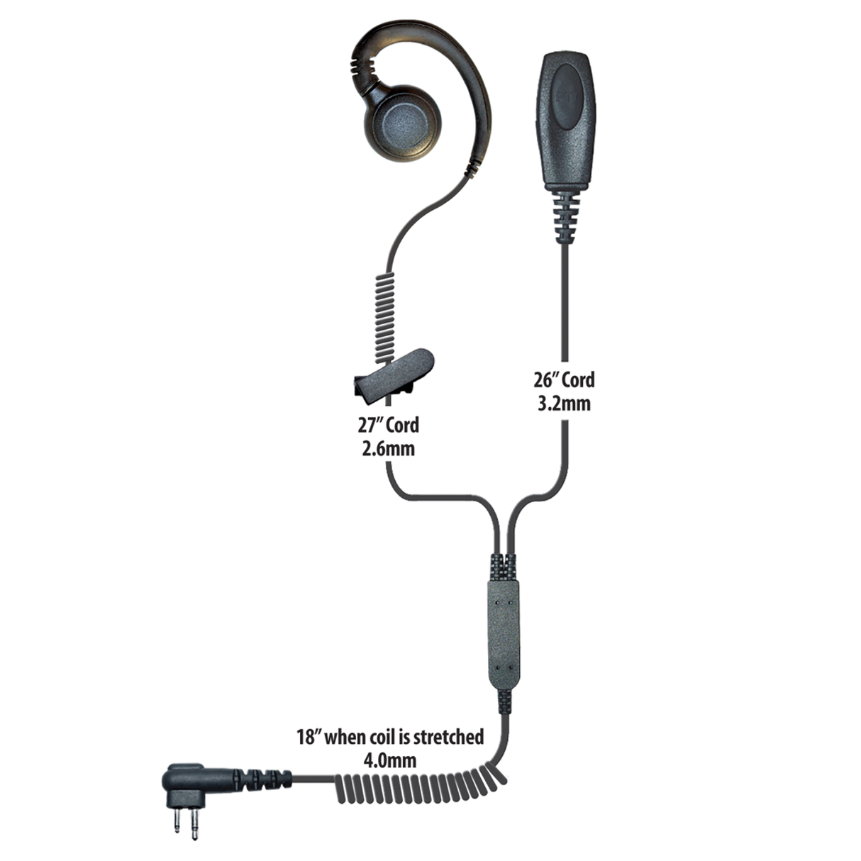 Patriot Curl 2-Wire Surveillance Earpiece