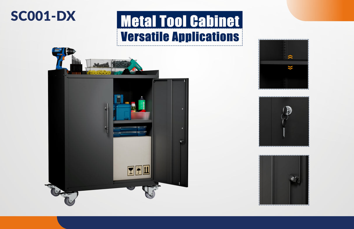 2-Tier Mobile Storage Cabinet