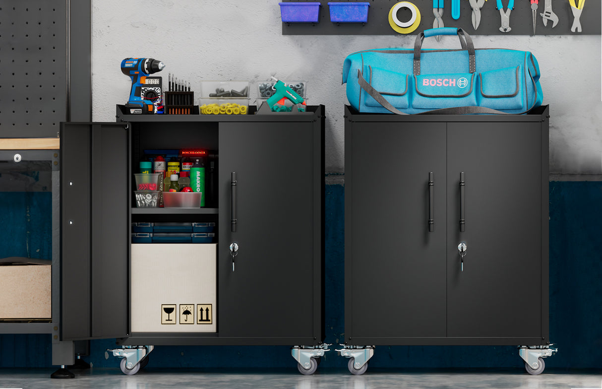 2-Tier Mobile Storage Cabinet