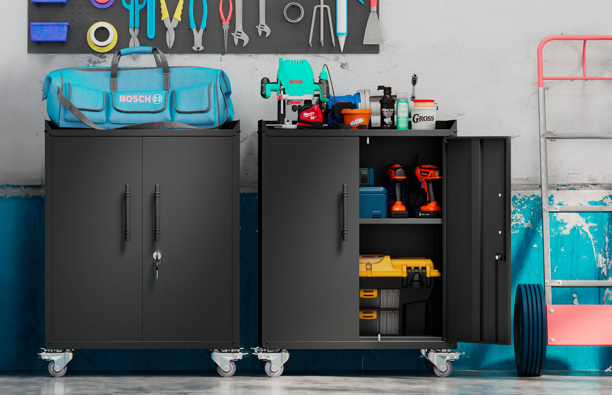 2-Tier Mobile Storage Cabinet