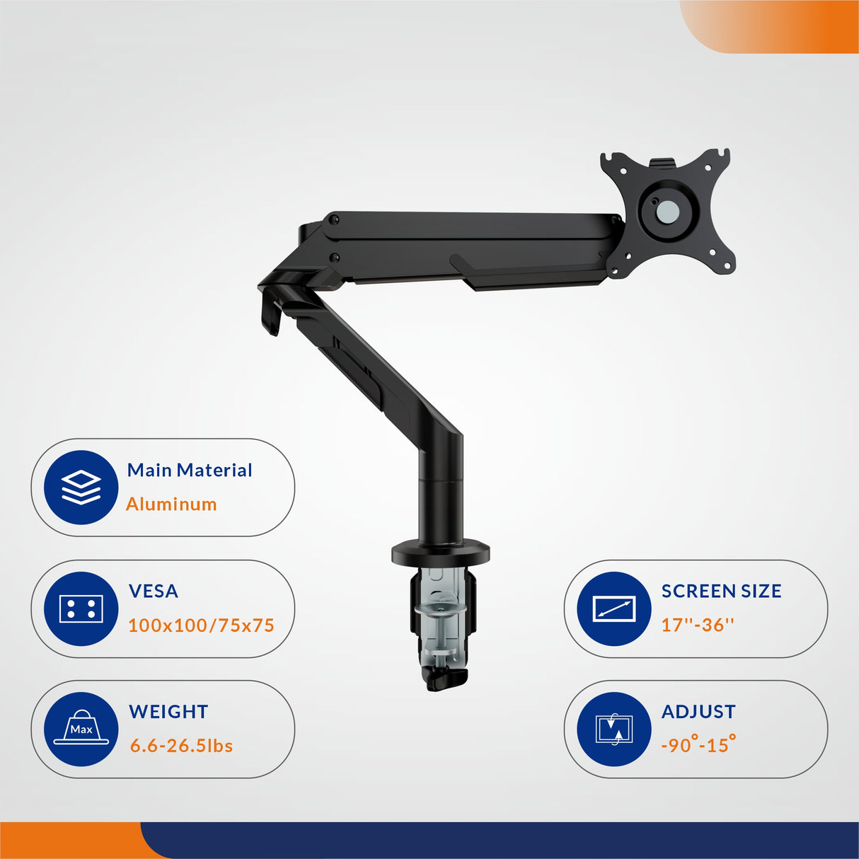 Single Monitor Stand WMA8 Support Max 36 Inch, 6.6 26.5 Lbs Screen