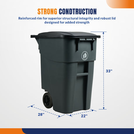 Trash Can with Wheels 52 Gallon