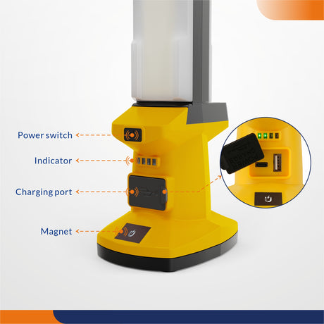 Folding Work Light with Magnetic Base and Hook