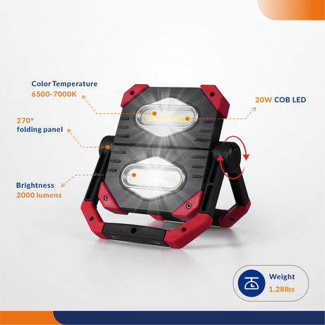 360° Rotatable Portable Work Light with Magnetic Base
