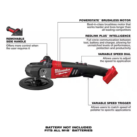 M18 FUEL 18V Lithium-Ion Brushless Cordless 7 In. Variable Speed Polisher (Tool-Only)