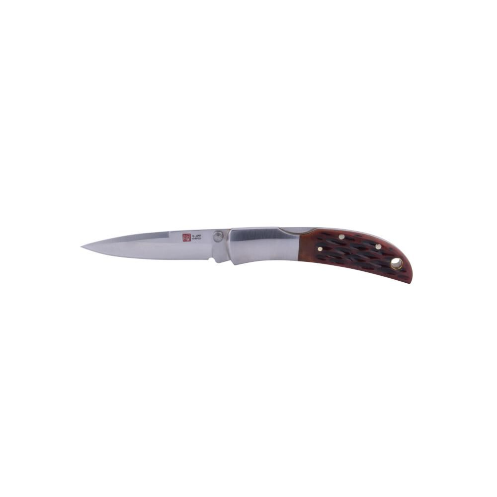 Honey Jigged Bone 2.5in Folding Knife, Brown AMK7002