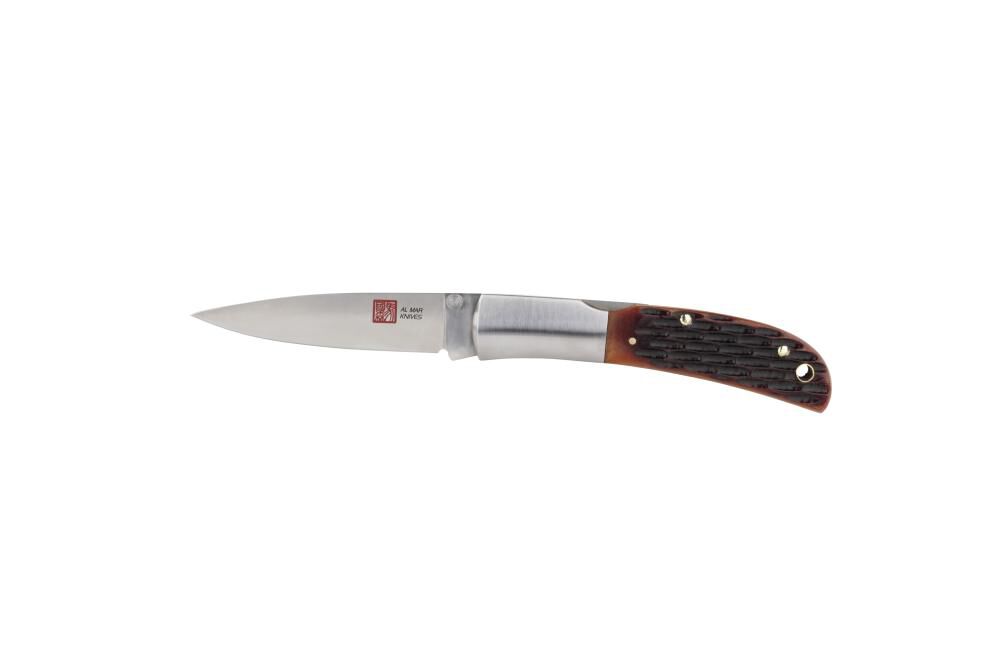 Honey Jigged Bone 3.15in Folding Knife, Brown AMK7004