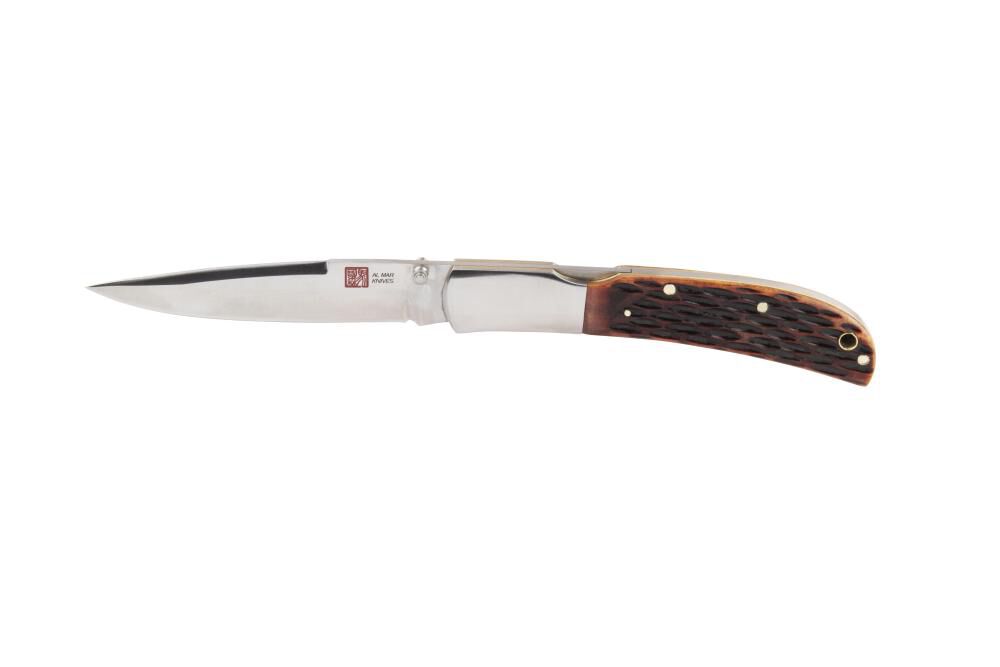 Honey Jigged Bone 4in Folding Knife, Brown AMK7006