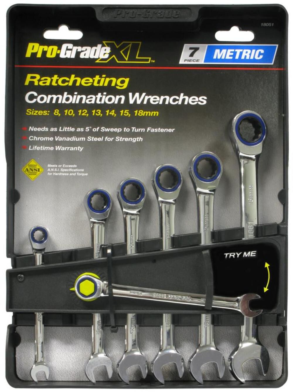 7 pc. Ratcheting Combination Wrench Set - Metric 18051