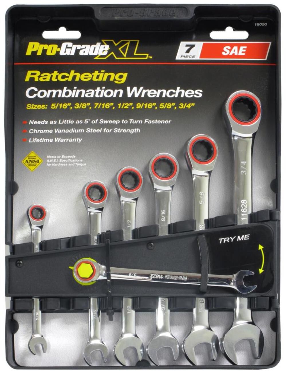 7 pc. Ratcheting Combination Wrench Set - SAE 18050